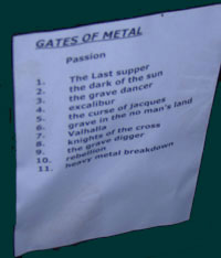 Gravgrvarens setlist